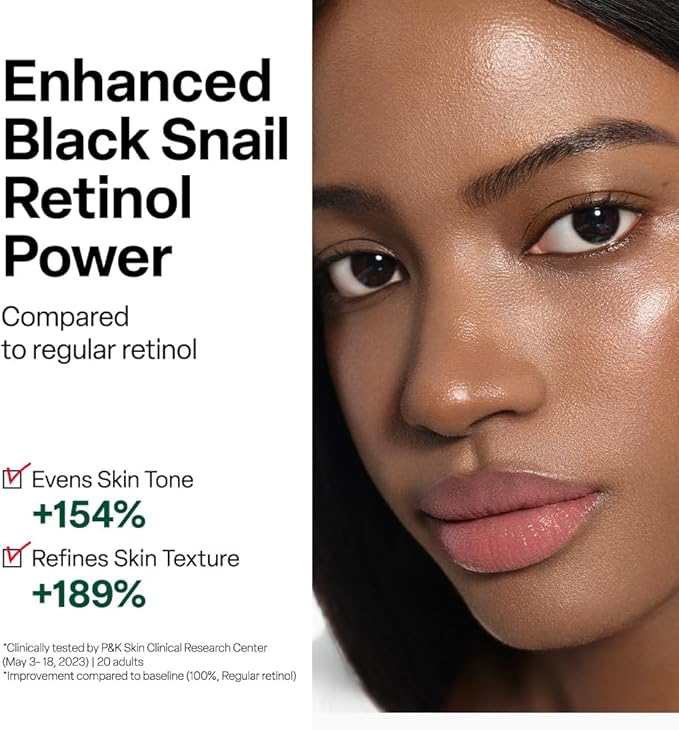 Dr. G Black Snail Retinol Ampoule - Korean Skincare with Snail Mucin - Advanced Retinol Face Ampoule for Glowing Skin - Anti Aging - Pore Minimizer for Fine Lines & Even Skin Tone Support - 1.69 fl oz