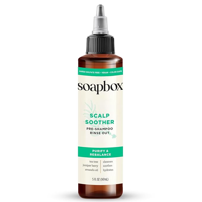 Soapbox Scalp Soother, Pre Shampoo Treatment for Itchy, Dry Scalp - Leaves Scalp Soothed, Hydrated & Balanced - Lightweight Scalp Oil Treatment with Tea Tree Oil & Hyaluronic Acid - 5 oz