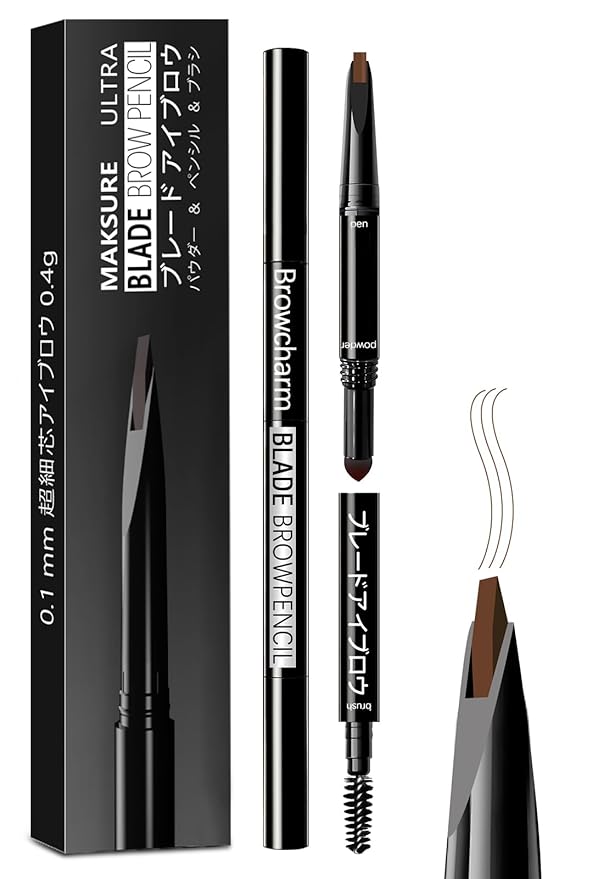 Browcharm Microblading Eyebrow Pencil,0.1mm Ultra-Fine Tip,3-in-1 Waterproof Eyebrow Pencil,with Eyebrow Powder&Eyebrow Brush,Hair-Like Strokes,Shapes,Fills Brow Makeup (04 Red Brown)