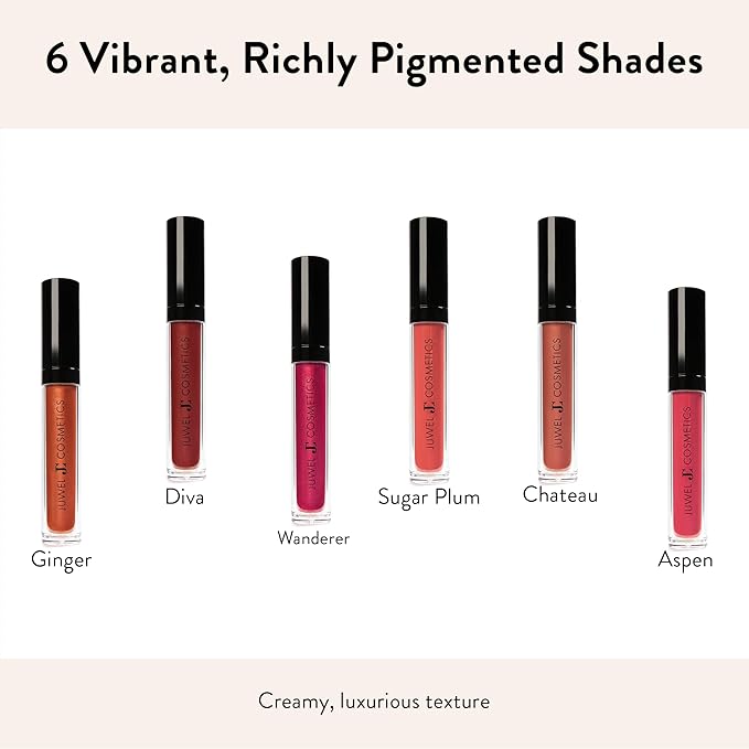 Juwel Cosmetics Luscious Matte Liquid Lipstick, Natural Long Lasting Lipstick with Avocado Oil & Kaolin Clay, Hydrating Mineral-Based Lip Color, Cruelty-Free & Lead-Free, Aspen