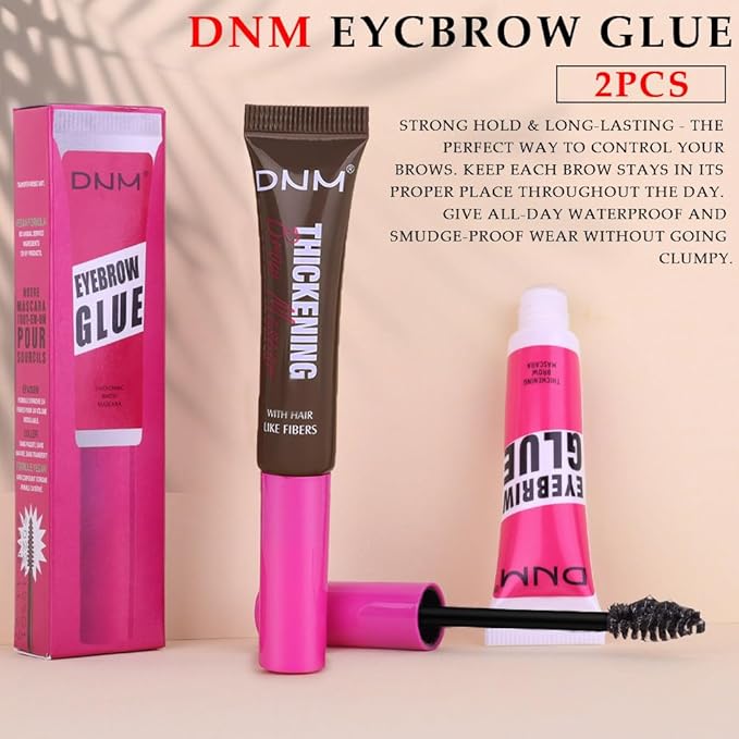 Tinted Thickening Brow Mascara,Brow Glue Eyebrow Gel, Waterproof, Transfer-proof, Brush to Fill in Eyebrows and Cover Gray Hairs - Cruelty Free (2pcs 07 Espresso &09 transparent)