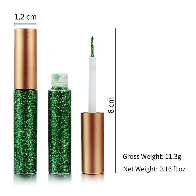 Liquid Glitter-Eyeliner, Shimmer-Water-proof Eye-Glitter Makeup Colorful Eye Liner Liquid Eyeliner (Green)