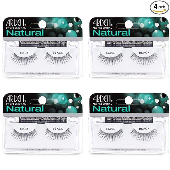 Ardell False Eyelashes - Sexies, Black, Lightweight, Reusable Strip Lashes for a Soft and Natural Look, 4 Pack