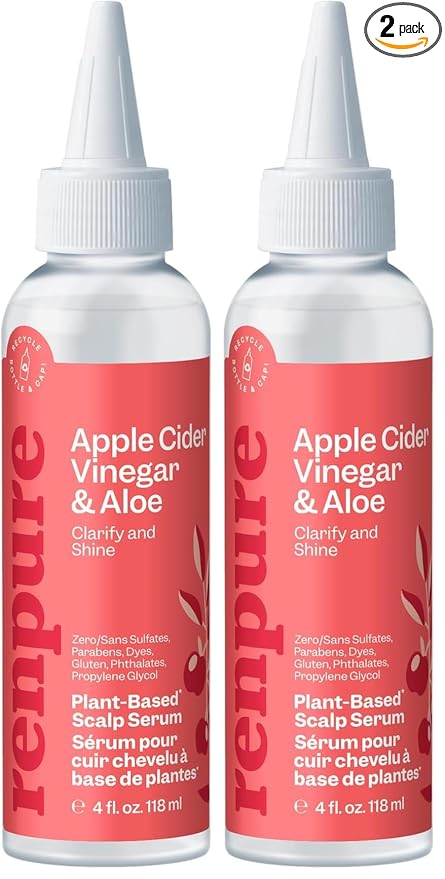 RENPURE,Scalp Serum Apple Cider Vinegar Clarify Shine,4 Fl Oz,(Pack of 2)