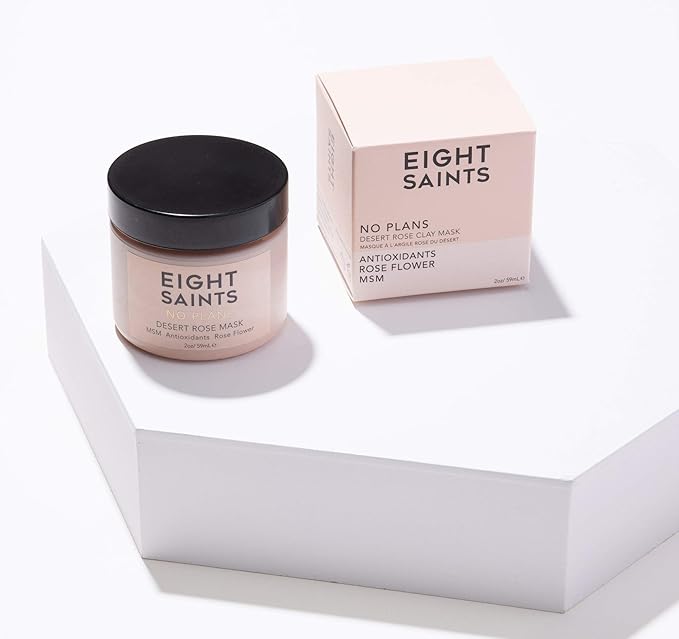 Eight Saints No Plans Clay Face Mask Skin Care Product, Pore Reducing Clay Facial Mask to Remove Blemishes, Acne, Oil, and Impurities, with MSM, Antioxidants, and Rose Flower, 2 Ounces