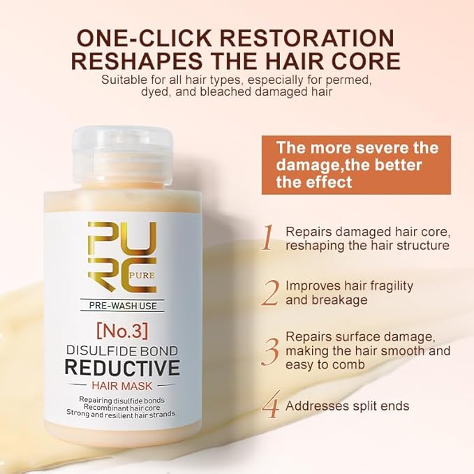 PURC Keratin Hair Mask Disulfide Bond Hair Treatment Smoothing Straightening Hair Cream Repair Damaged Hair Care Products
