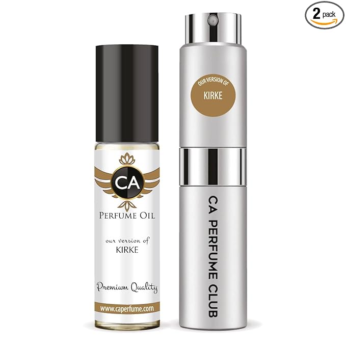 CA Perfume Duo Impression of Kirke For Women And Men Perfume Layering Set Long Lasting Travel Size EDP + Body Oil Roll-On Bottle 0.27 Fl Oz+0.33 Fl Oz
