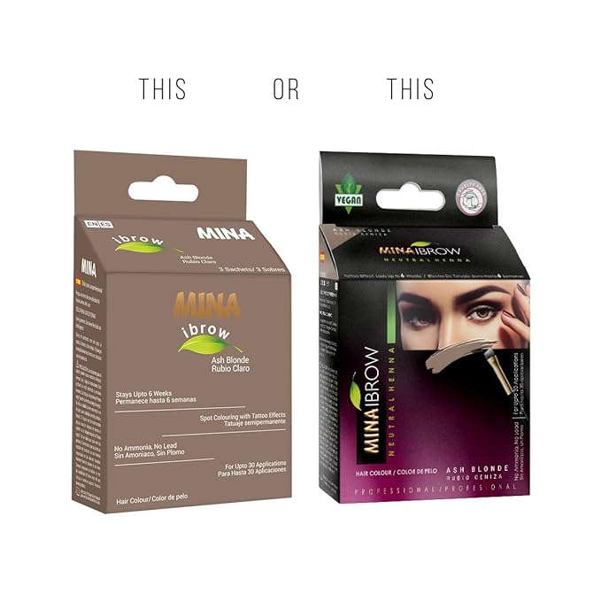 MINA ibrow Henna Hair Color Professional Tint Kit With Brush Combo Pack | No Ammonia | Vegan & Cruelty Free | Upto 30 Applications (Ash Blond)