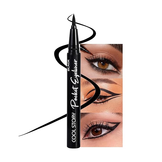 COOL STORY Black Liquid Eyeliner Pencil Eye Liner Pen – Waterproof & Smudge Resistant Long Lasting Makeup