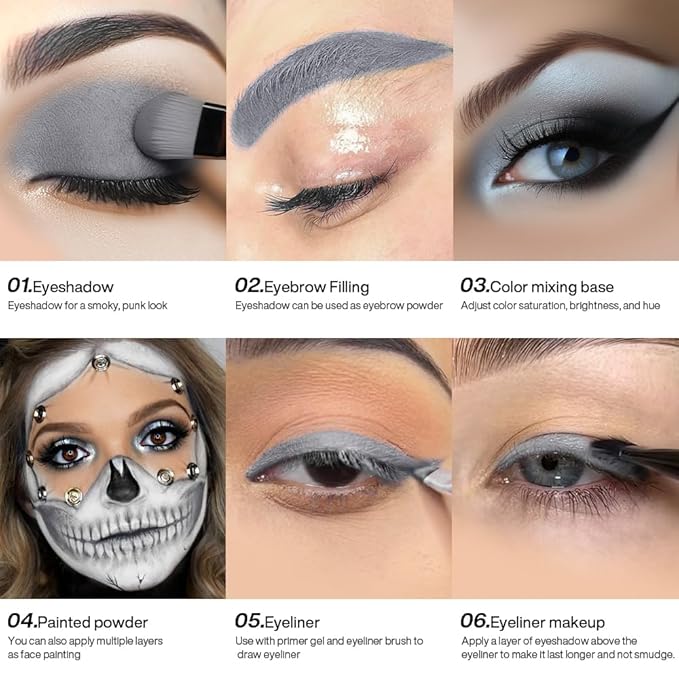 Matte Light Gray Eyeshadow with Applicator - High Pigment, Long-Lasting, Waterproof Soft Gray Eyeshadow for Smokey and Natural Looks - Professional Travel-Friendly