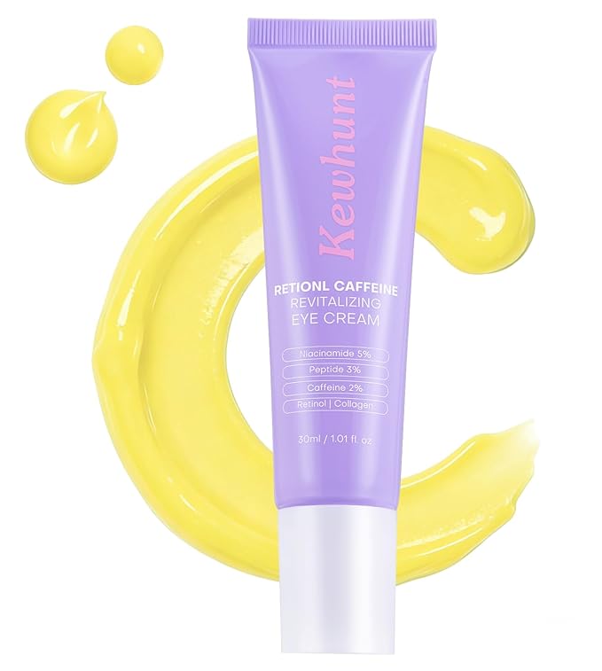 Caffeine Retinol Eye Cream, Anti Wrinkles Firming Under Eye Cream with Peptide, Collagen, Niacinamide for Dark Circles, Puffiness, Radiant Skin, Hydrating Skincare 1.01fl.oz
