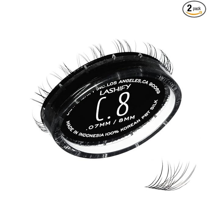 Lashify Curl 8mm Gossamer Eyelash Extensions Refill, Black, DIY False Lashes for a Natural Look