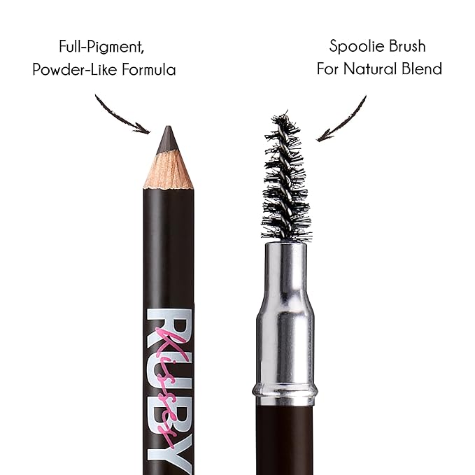 Ruby Kisses GoBrow Eyebrow Pencil, Sharpenable, Longwear, Long Lasting Eyebrow Wooden Pencil for Natural-Looking Brows 3 Pack (Black Brown)