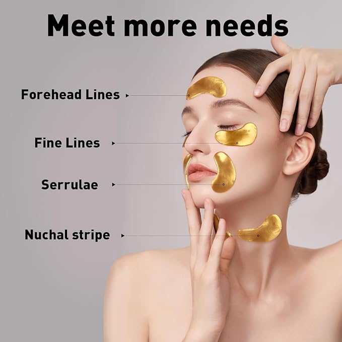 CHMI Under Eye Patches (100 Pairs) - 24K Gold Eye Patches for Puffy Eyes, Dark Circles, Eye Bags and Wrinkles, Collagen Skin Care Products, Beauty & Personal Care
