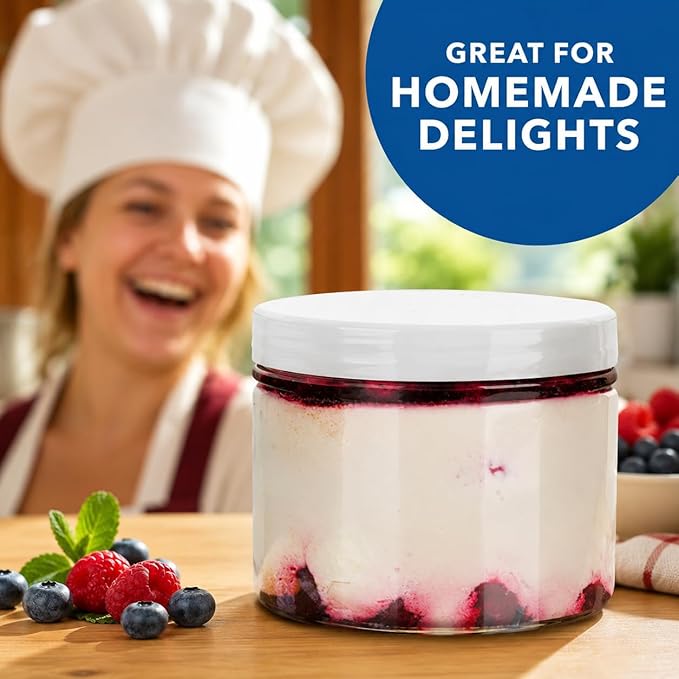 Healthy Packers Slime Containers with Water-tight Lids (8 oz, 12 Pack) - Clear Plastic Food Storage Jars with Individual Labels- Great for your slime kit - BPA Free