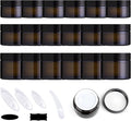 192Pcs 30g 50g 60g Amber Glass Jars Assortment Kit with Inner Liners and Black Lids, Spoons and blank labels for Storing Lip and Body Scrub, Lotion, Body Butter, Bath Salts