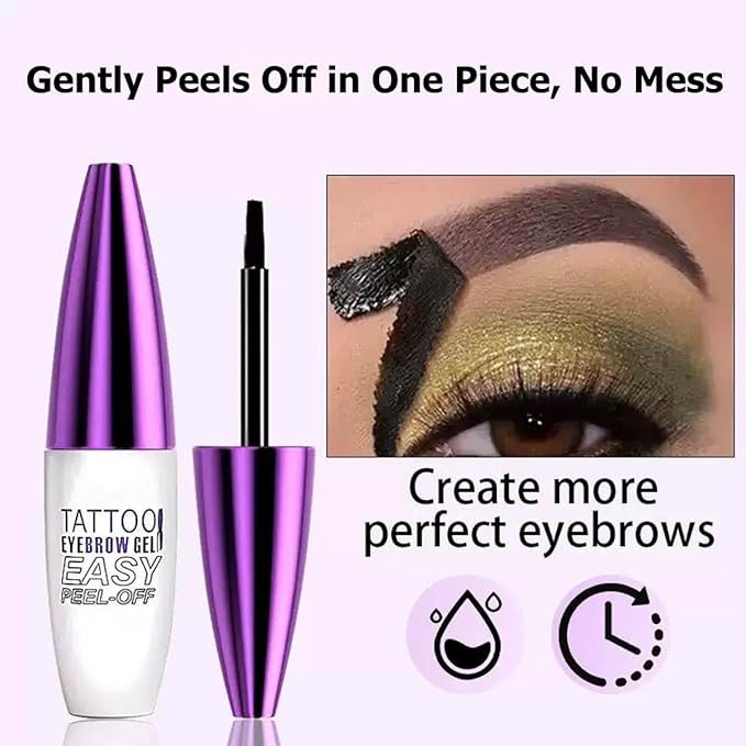 Gray Brown Eyebrow Gel 2 Pack Tatoo Eyebrow Gel Peel Off Waterproof Smudgeproof Long Lasting Tinted Eyebrow Gel (03# Gray Brown)