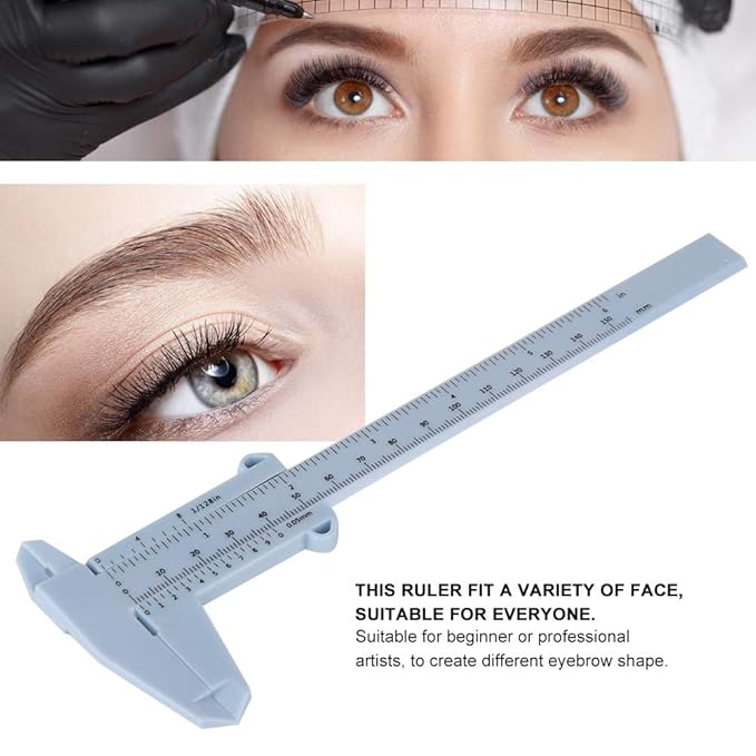 Vernier Caliper Eyebrow Stencil - Reusable Permanent Eyebrow Positioning Ruler for Makeup Measuring