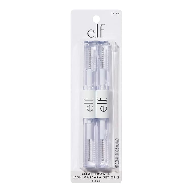 e.l.f. Clear Lash & Brow Mascara Gel, Dual-Sided Flexible Hold, Long-Lasting Clear Formula for Natural-Looking Brows & Defined Lashes