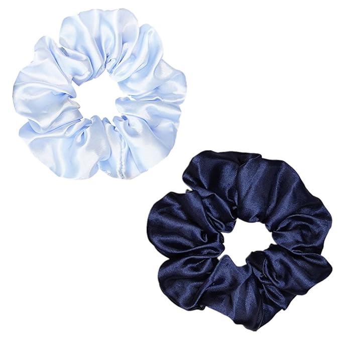 Sufermoe 12 Pcs Satin Silk Hair Scrunchies, Assorted Blue, 4.5 Inch Hair Ties for Women Girls