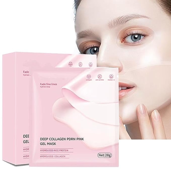 PDRN Pink Jelly Gel Mask, Deep Collagen Overnight Face Mask, Hydrating Firming Moisturizing, Pore Minimizing Elasticity Plumping Korean Skincare, 5 EA Set