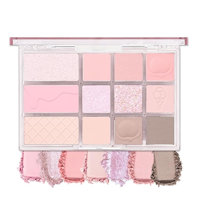 AMY'S DIARY Pink, Nude Eyeshadow Palette Eye shadow Makeup,Eyeshadow Shiny Sparkle Shimmer Glitter Eyeshadow Waterproof Pallete, Glitter Eye Make Up (12-04)