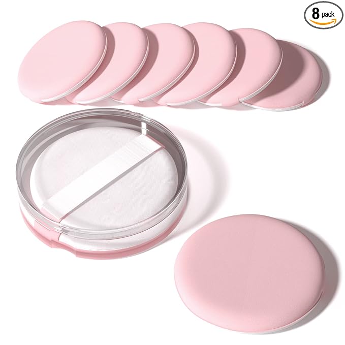 MOHOPE 8Pcs Air Cushion Makeup Sponges for Foundation with Portable Box | Latex-Free Blending Sponge for Liquid, Cream, Foundation and Powder | Round Powder Puff | Pink