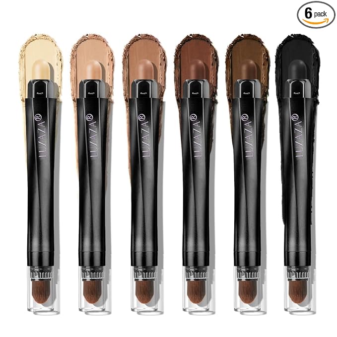 LUXAZA PRO Brown Eyeshadow Stick Makeup 6PCS Set, Neutral Eyeshadow Palette Matte Cream Eye Shadow Eyeliner Brightener Pencil Crayon - BROWN CASHMERE