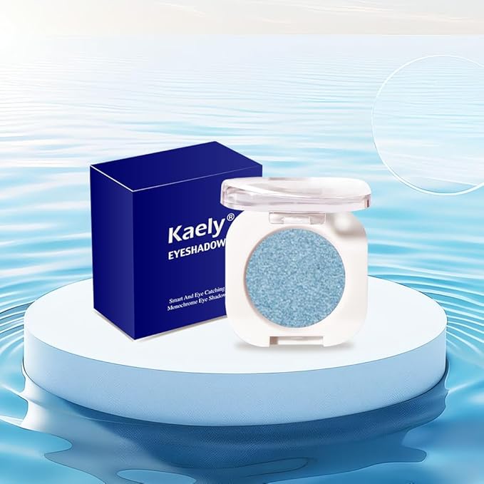WanTuoluo Sky Blue Metallic Eyeshadow Palette for Women, Single Monochrome Eye Shadow Makeup, Shiny Pressed Powder, Blendable Natural sombras para ojos, Holographic,Vegan,Travel -32