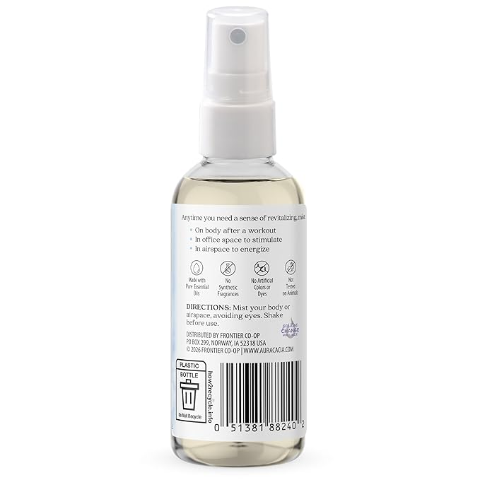 Aura Cacia Room and Body Mist, Refreshing Peppermint, 4 Fluid Ounce
