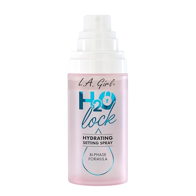 L.A. Girl H2O Lock Setting Spray, Bi-Phase Hydrating Makeup Setting Mist with Aloe Vera, Vitamin E, Cucumber Extract, Dewy Finish, Long-Lasting G97882