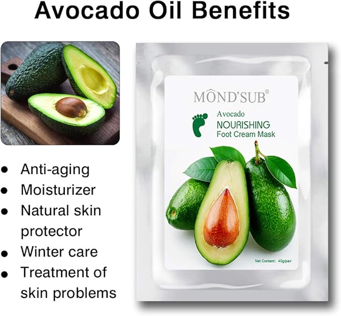 [5 Pairs] MOND'SUB Moisturizing Feet Masks & Avocado Oil Moisturizing Organic - Baby Feet Hydrating Mask for Dry Skin - Instantly Healing Dry Cracked Feet With Natural Oil