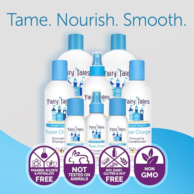 Fairy Tales Tangle Tamer Detangling Shampoo and Conditioner for Kids - Ultra Moisturizing and Anti Frizz Protection - Paraben Free, Sulfate Free - 12 Oz (4 pack)