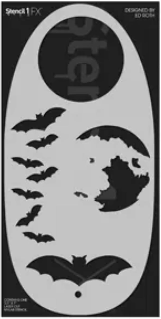 Stencil1FX - Bats and Moon Eye Makeup Stencil - for Costumes, Dress Up, Halloween, Cosplay, Face Painting, Raves, Festivals, Parades, Parties