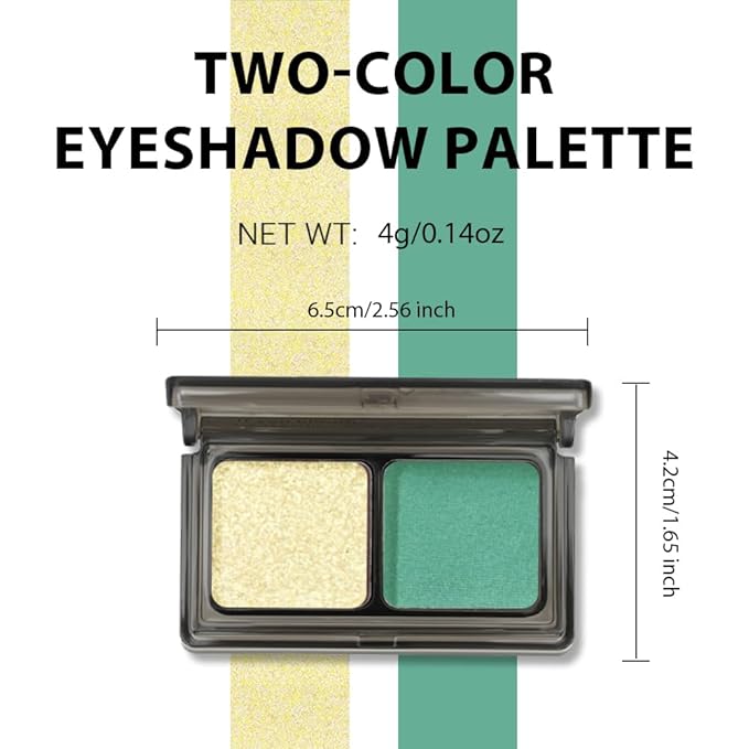 CAKAILA Golden Green Two Color Matte Shimmer Glitter Eyeshadow Palette,Eye Shadow Powder Professional Long-Lasting Waterproof Makeup Palette,Easy-To-Apply and Compact for Travel,Vegan & Cruelty-Free