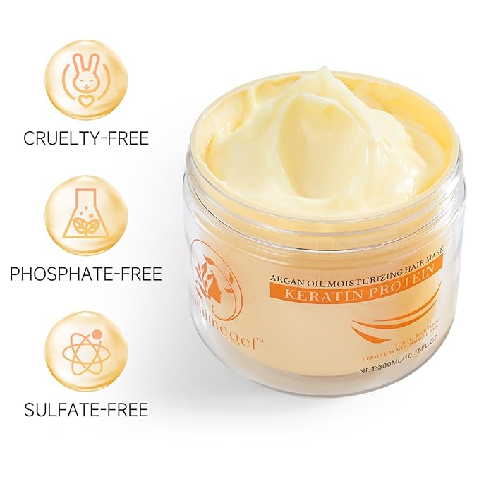 Collagen Hair Mask,Deep Repair Conditioning Argan Oil Hair Mask for Damaged Hair Treatment, Deep Conditioner Hydrating Hair Masque for All Hair Types 10.15 oz 300ml