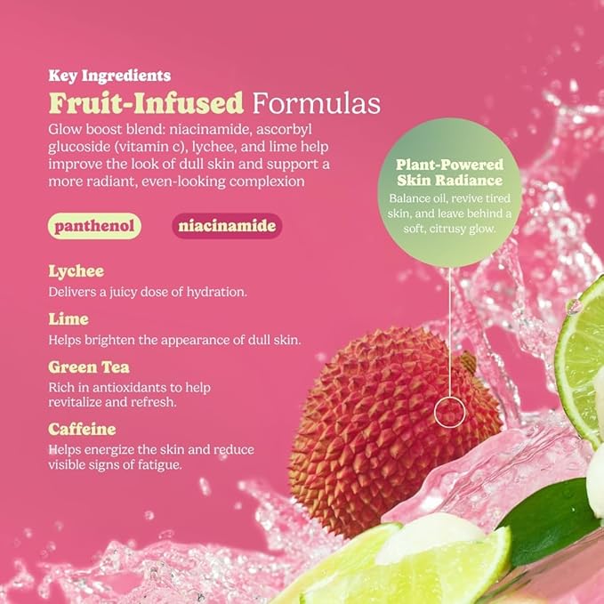 ESW Beauty Lychee Breeze Facial Mist - Hydrating Face Mist - Makeup Primer & Setting Spray - Scented Face Toner with Lychee Water, Lime, Green Tea & Caffeine 3.4oz