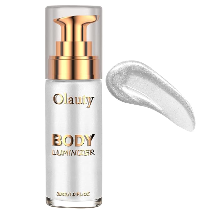 Firstfly Liquid Luminizer, Waterproof Moisturizing Light Shimmer Glow Illuminator for Face & Body, All In One Makeup Liquid Illuminator, Summer Body Luminizer, Face Body Highlighter（#06 Moonlight White）