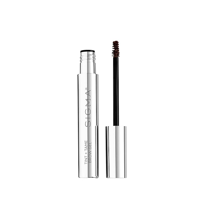 Sigma Beauty Tint + Tame Dark Brow Gel – Professional Grade Brow Tint & Shaping Gel for Filling, Grooming, & Shaping Brows - For Achieving Natural, Feathered Brows (Dark Brown Brow Gel for Dark Hair)