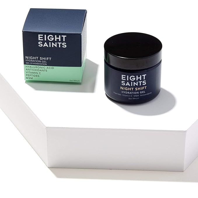 Eight Saints Night Shift Anti-Aging Gel Face Moisturizer, Anti Wrinkle Night Cream Gel For Face To Reduce Fine Lines and Wrinkles, with Peptides, Vitamin C, and Aloe Vera, 2 Ounces