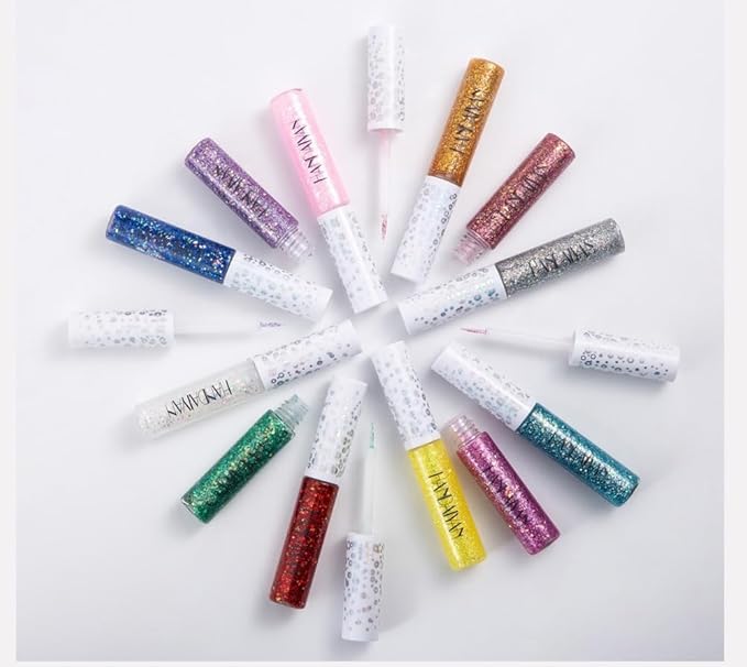 R.Y.M Glittering Eye Liner Liquid Glitter Eyeliner Shimmer Glitter Long-lasting Waterproof Eyeliner Eyeshadow for Party Festival Makeup (02#, 0.5 Ounce (Pack of 1))