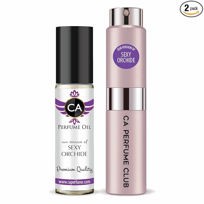 CA Perfume Duo Impression of Sexy Orchide For Women Perfume Layering Set Long Lasting Travel Size EDP + Body Oil Roll-On Bottle 0.27 Fl Oz+0.33 Fl Oz