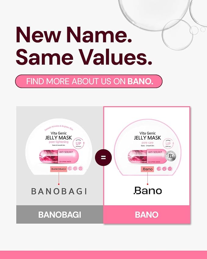 Bano Vita Genic Jelly Face Pore Care Mask 10EA – Hydrating Sheet Mask for Sensitive Skin, Korean Glass Skin Care with Spring Water, Vitamin C and Niacinamide, Sebum Control, Fragrance-Free