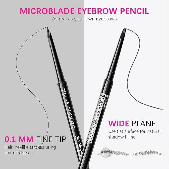MAVENI Browcharm Microblading Eyebrow Pencil for Women,0.1mm Ultra-Fine Mechanical Pencil,Draws Tiny Brow Hairs and Fills in Sparse Areas and Gaps,Makeup Brow Definer Waterproof (mini 05 Deep Brown)