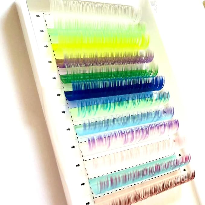 Sunniess 12 Rows Colored Lash Extensions Ombre Colored Lashes Mix Color Single Classic Eyelash 15mm 0.07mm D curl Eyelash Extensions for Professional
