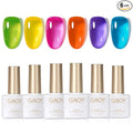 GAOY Jelly Neon Gel Nail Polish Set, 6 Transparent Summer Colors Sheer Green Pink, Soak Off UV Light Cure Gel Polish Kit for Nail Art DIY at Home