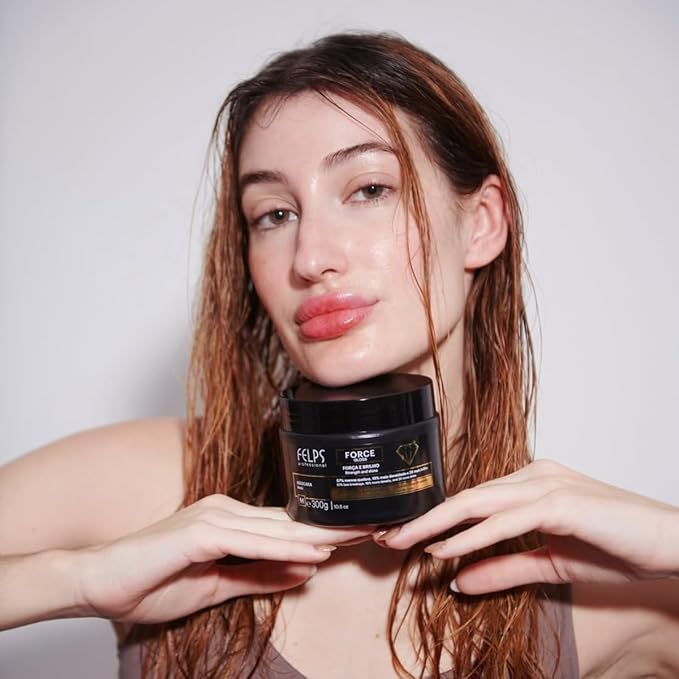 Felps Professional Force Gloss Hair Mask with Marineplex and Glycolic Acid, 300g/10.6oz, Strength and Shine Treatment for All Hair Types