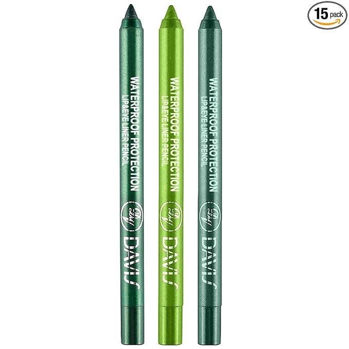 LemonSac 3 Colorful Eyeliner Pen Set, Eye Shadow Pencil, Pearl Eyeliner Kit Metallic Glitter Eye liner Pencil for Women Eye&Lip Liner Professional St Patricks Day Accessories (3PCS A)