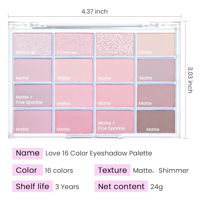 CAKAILA 16Colors Pink Nude Brown Basics Matte Eyeshadow Palette,Muted Pink Eye Shadow Makeup Travel Makeup Palette all in one Long Lasting Waterproof,Great for Travel Gift Kit