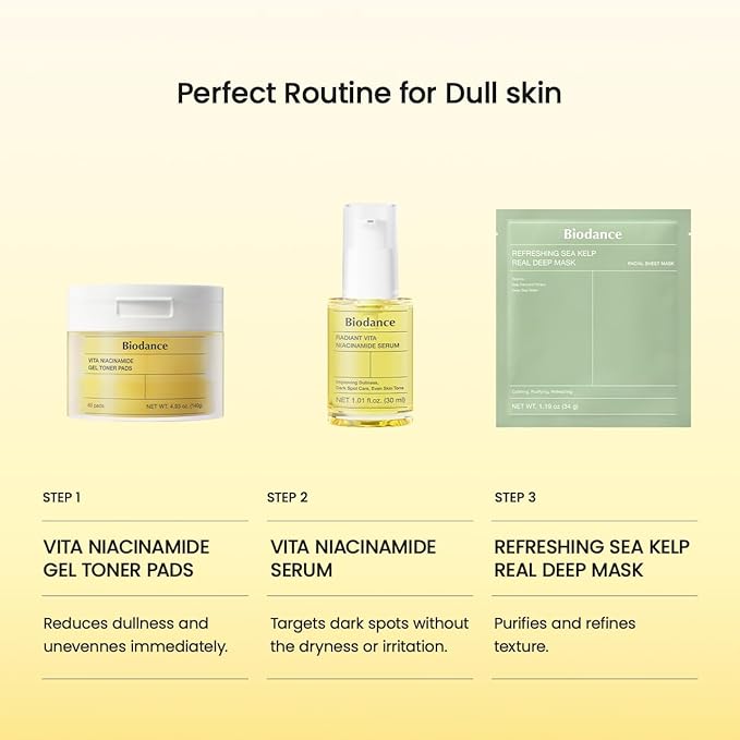 BIODANCE Radiant Vita Niacinamide Serum, for Even Tone Dark Spot Care with Vitamin C, Hydrating for Sensitive Skin, Filter Glow Serum, Korean Skin Care, Mothers Day Gifts | 1.01 floz